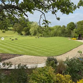 Completed lawn landscaping and turfing in Dorset